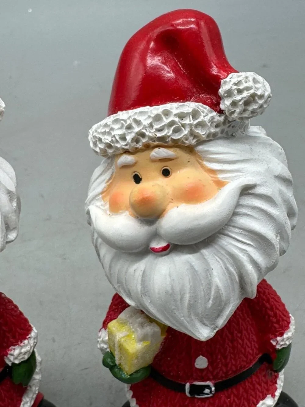 Ceramic Santa Bobble Head Figurines Set Of 2 Red & White Christmas Decor READ
